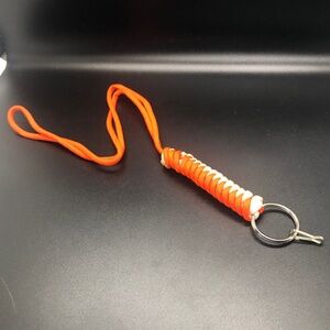 Paracord Orange & White Neck Keychain Id Lanyard